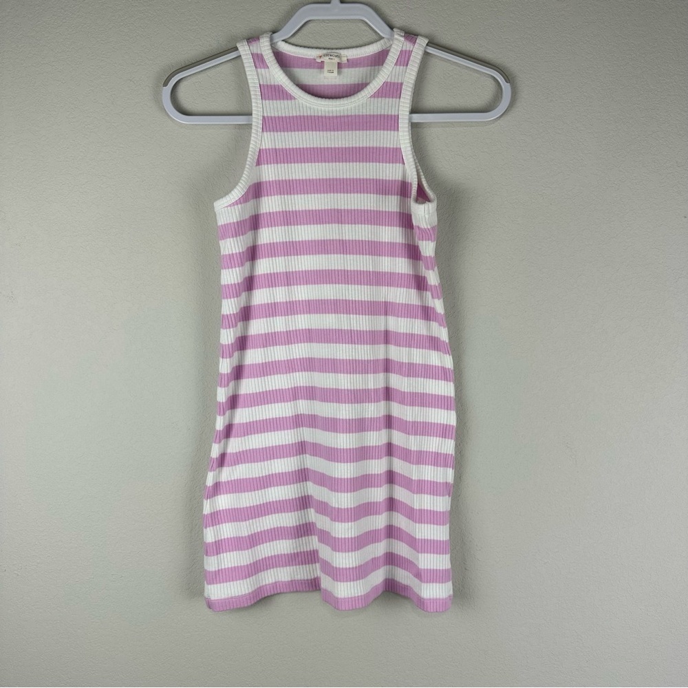 Crewcuts Girls Pink Purple White Stripe Ribbed Tank Dress Size 10